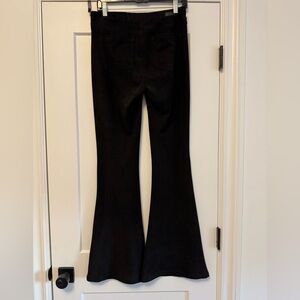 Elegant Black Suede Flared Women's Pants
